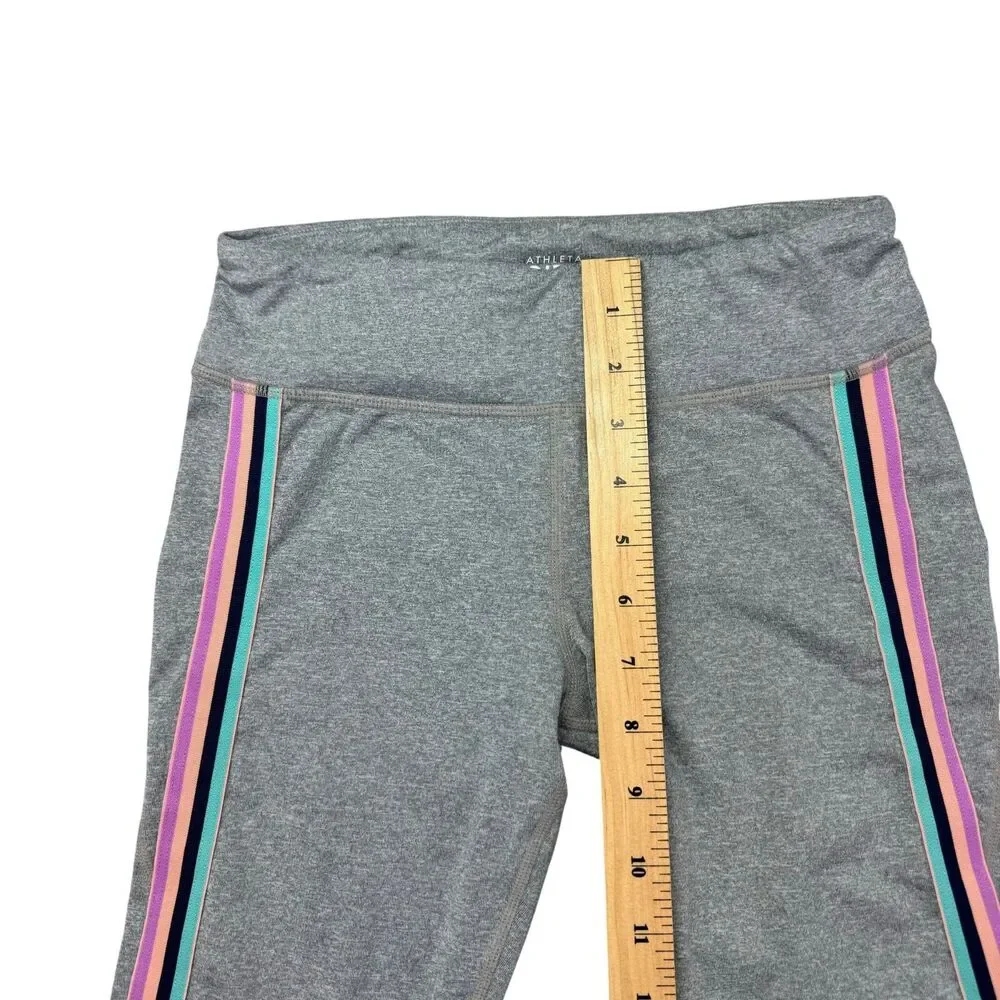 Athleta Girl Leggings Girls Extra Large 14 Gray Colorful Stretch Workout Striped